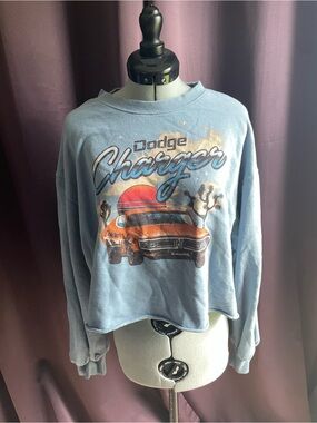 Dodge Charger Graphic Sweatshirt - Light Blue